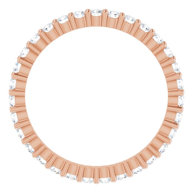 10K Gold Round Lab-Grown Diamond Shared-Prong Eternity Band – 1.7 mm Stones - Rose Gold - view 2