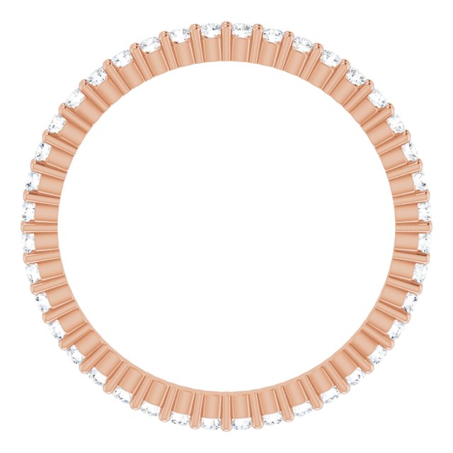 10K Gold Round Lab-Grown Diamond Shared-Prong Eternity Band – 1.3 mm Stones - Rose Gold - view 2