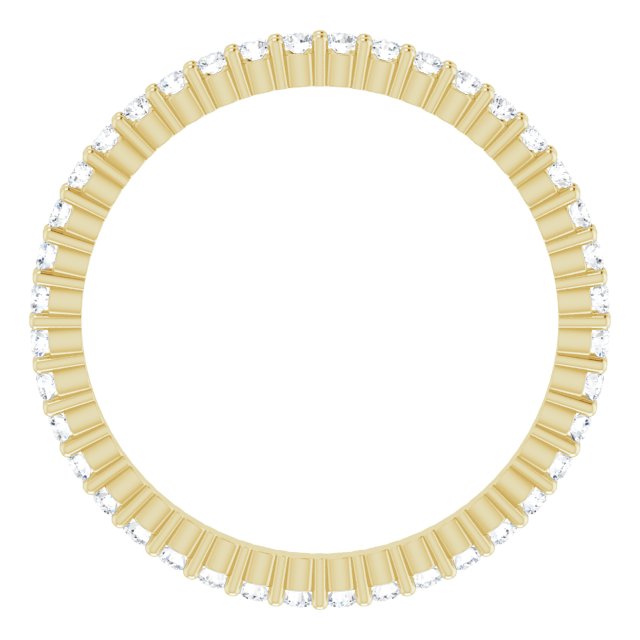 14K Gold Round Lab-Grown Diamond Shared-Prong Eternity Band – 1.3 mm Stones - Yellow Gold - view 2