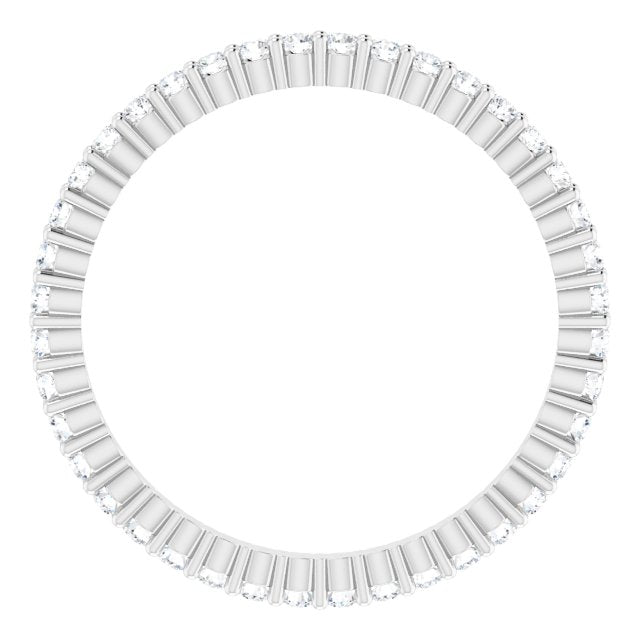 10K Gold Round Lab-Grown Diamond Shared-Prong Eternity Band – 1.3 mm Stones - White Gold - view 2