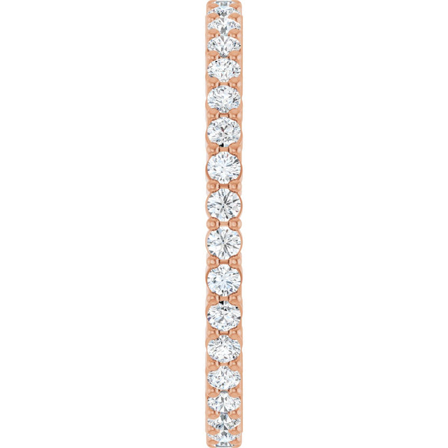 10K Gold Round Natural Diamond Shared-Prong Eternity Band – 1.5 mm Stones - Rose Gold - view 4