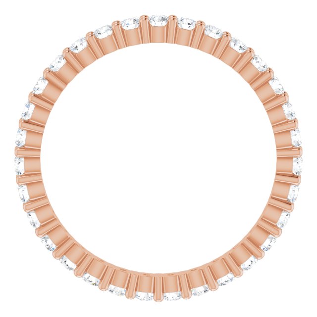 10K Gold Round Lab-Grown Diamond Shared-Prong Eternity Band – 1.75 mm Stones - Rose Gold - view 2