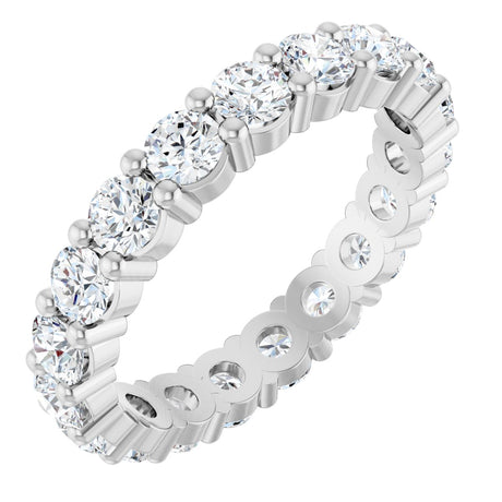 10K Gold Round Lab-Grown Diamond Shared-Prong Eternity Band – 3 mm Stones - White Gold