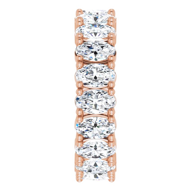 10K Gold Oval Lab-Grown Diamond Shared-Prong Eternity Band – 5x3 mm Stones - Rose Gold - view 4