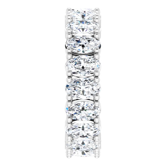 10K Gold Oval Lab-Grown Diamond Shared-Prong Eternity Band – 5x3 mm Stones - White Gold - view 4