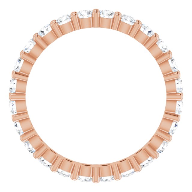 10K Gold Round Lab-Grown Diamond Shared-Prong Eternity Band – 2.25 mm Stones - Rose Gold - view 2