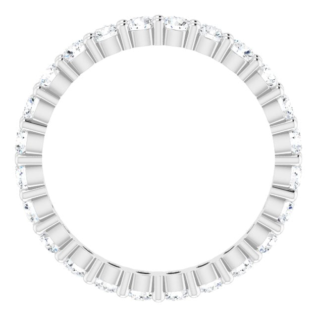 10K Gold Round Lab-Grown Diamond Shared-Prong Eternity Band – 2.25 mm Stones - White Gold - view 2