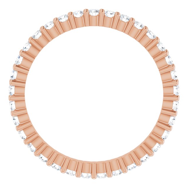 10K Gold Round Natural Diamond Shared-Prong Eternity Band – 1.5 mm Stones - Rose Gold - view 2