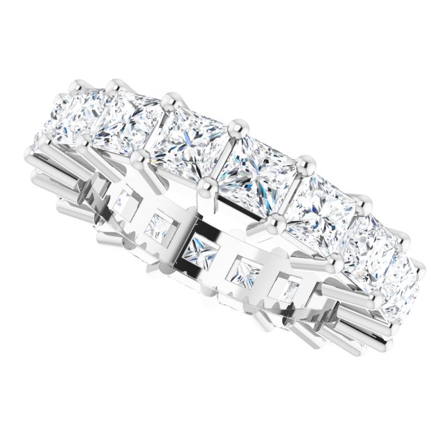 10K Gold Square Lab-Grown Diamond Shared-Prong Eternity Band – 3.25x3.25 mm Stones - White Gold - view 5