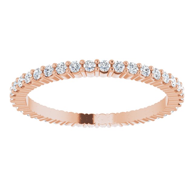 10K Gold Round Lab-Grown Diamond Shared-Prong Eternity Band – 1.3 mm Stones - Rose Gold - view 3