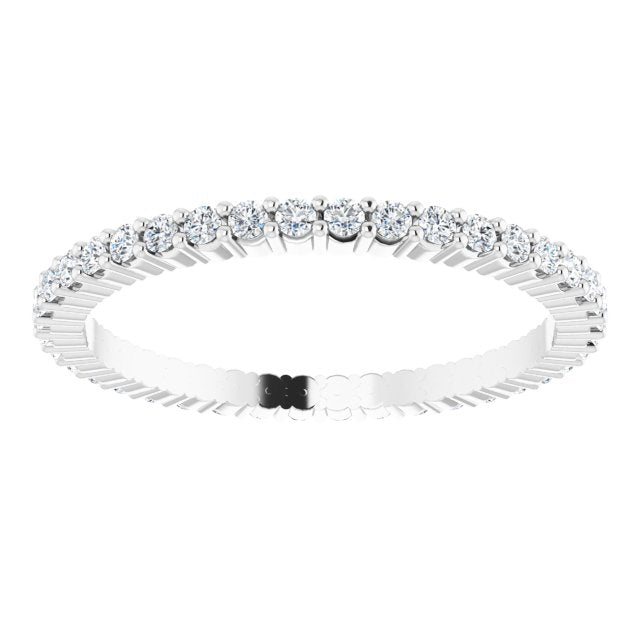 10K Gold Round Lab-Grown Diamond Shared-Prong Eternity Band – 1.3 mm Stones - White Gold - view 3
