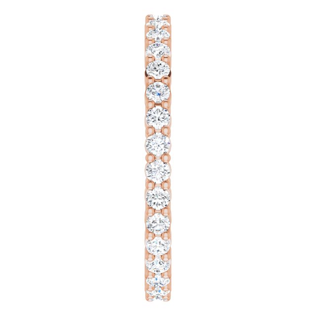 10K Gold Round Natural Diamond Shared-Prong Eternity Band – 1.7 mm Stones - Rose Gold - view 4