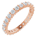 14K Gold Round Natural Diamond Shared-Prong Eternity Band – 2.25 mm Stones - Rose Gold