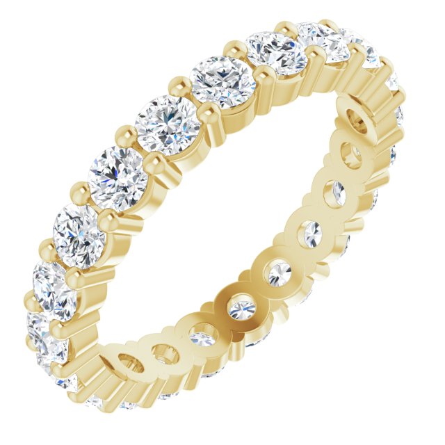 14K Gold Round Lab-Grown Diamond Shared-Prong Eternity Band – 2.75 mm Stones - Yellow Gold