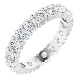 10K Gold Round Natural Diamond Shared-Prong Eternity Band – 3 mm Stones - White Gold