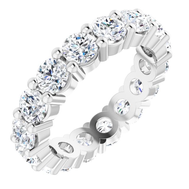 14K Gold Round Lab-Grown Diamond Shared-Prong Eternity Band – 3.5 mm Stones - White Gold