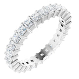 10K Gold Square Natural Diamond Shared-Prong Eternity Band – 2x2 mm Stones - White Gold