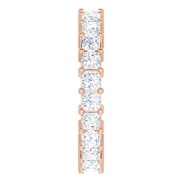 10K Gold Square Natural Diamond Shared-Prong Eternity Band – 2.5x2.5 mm Stones - Rose Gold - view 4