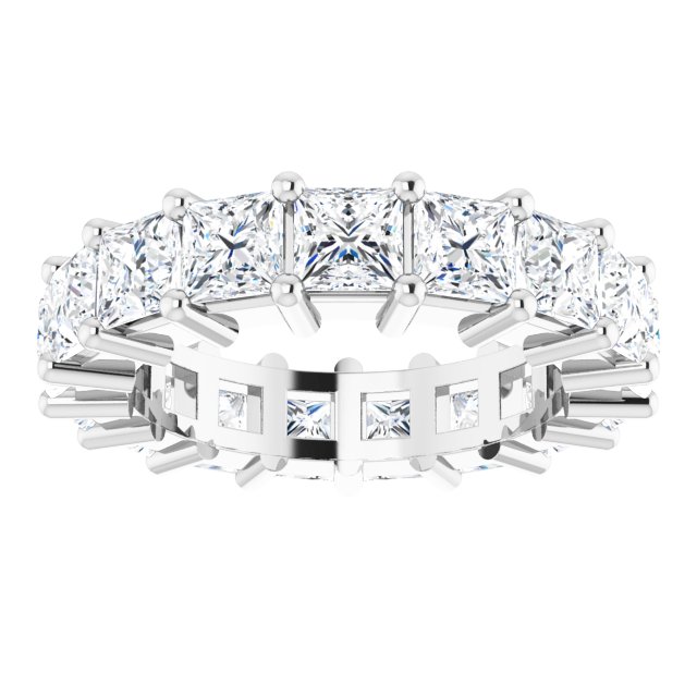 10K Gold Square Natural Diamond Shared-Prong Eternity Band – 3.75x3.75 mm Stones - White Gold - view 3