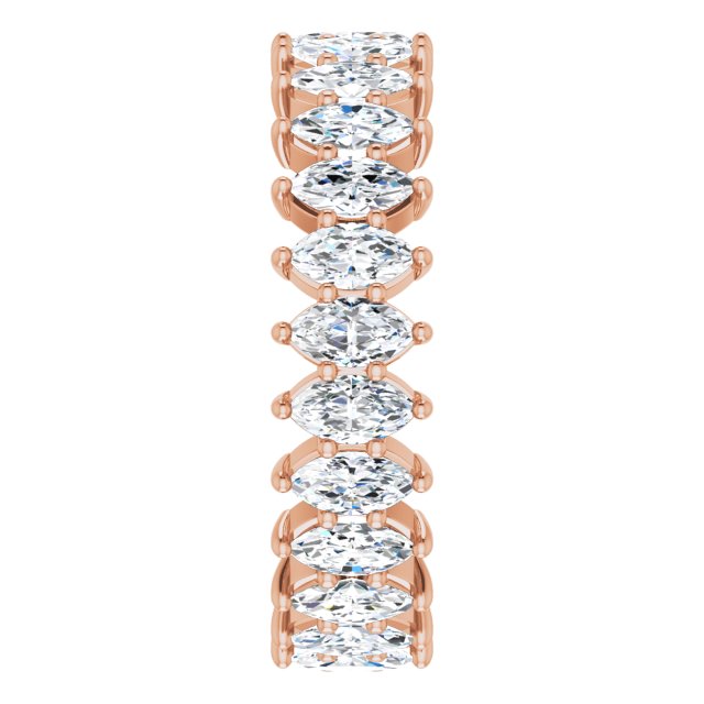 14K Gold Marquise Natural Diamond Shared-Prong Eternity Band – 4.25x2.25 mm Stones - Rose Gold - view 4