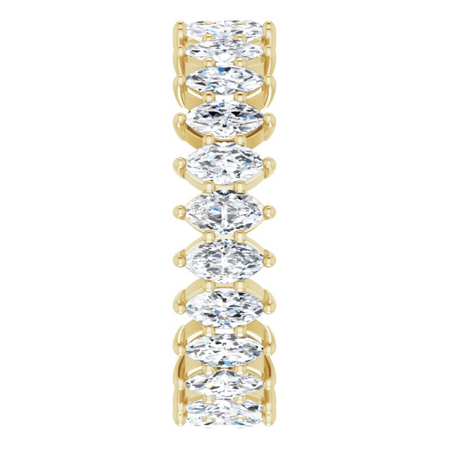 14K Gold Marquise Natural Diamond Shared-Prong Eternity Band – 4.25x2.25 mm Stones - Yellow Gold - view 4
