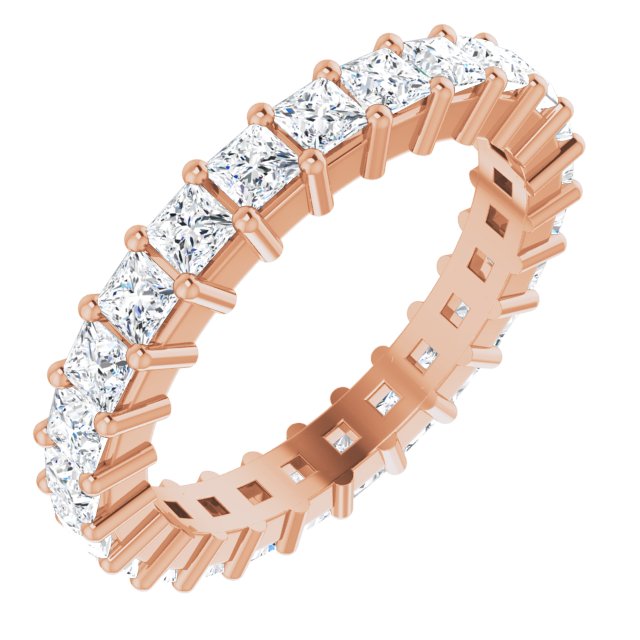 10K Gold Square Lab-Grown Diamond Shared-Prong Eternity Band – 2.5x2.5 mm Stones - Rose Gold