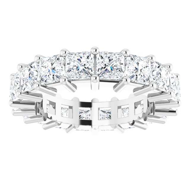 10K Gold Square Natural Diamond Shared-Prong Eternity Band – 3.5x3.5 mm Stones - White Gold - view 3