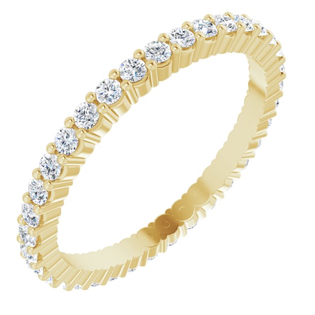 10K Gold Round Lab-Grown Diamond Shared-Prong Eternity Band – 1.5 mm Stones - Yellow Gold