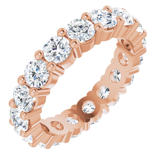 14K Gold Round Lab-Grown Diamond Shared-Prong Eternity Band – 3.5 mm Stones - Rose Gold