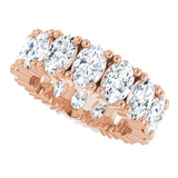 10K Gold Oval Lab-Grown Diamond Shared-Prong Eternity Band – 6x4 mm Stones - Rose Gold - view 5