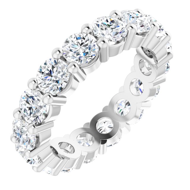 10K Gold Round Lab-Grown Diamond Shared-Prong Eternity Band – 3.8 mm Stones - White Gold