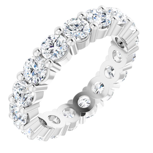10K Gold Round Lab-Grown Diamond Shared-Prong Eternity Band – 3.4 mm Stones - White Gold