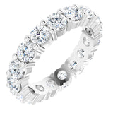 14K Gold Round Lab-Grown Diamond Shared-Prong Eternity Band – 3.4 mm Stones - White Gold