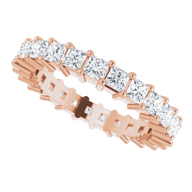10K Gold Square Lab-Grown Diamond Shared-Prong Eternity Band – 2.25x2.25 mm Stones - Rose Gold - view 5
