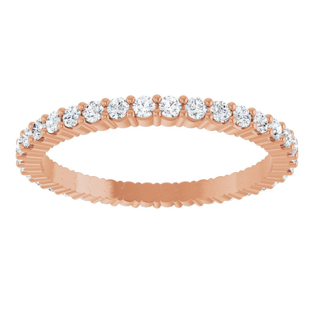 10K Gold Round Lab-Grown Diamond Shared-Prong Eternity Band – 1.5 mm Stones - Rose Gold - view 3