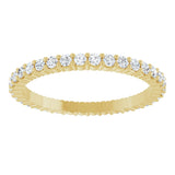 14K Gold Round Natural Diamond Shared-Prong Eternity Band – 1.5 mm Stones - Yellow Gold - view 3