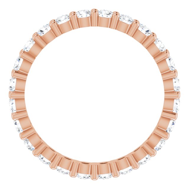 10K Gold Round Lab-Grown Diamond Shared-Prong Eternity Band – 2.25 mm Stones - Rose Gold - view 2