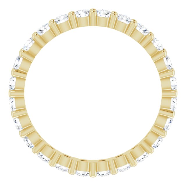 14K Gold Round Natural Diamond Shared-Prong Eternity Band – 2.25 mm Stones - Yellow Gold - view 2