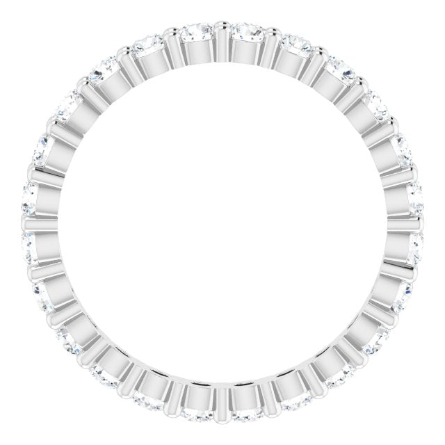 10K Gold Round Natural Diamond Shared-Prong Eternity Band – 2.25 mm Stones - White Gold - view 2