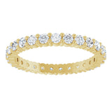 14K Gold Round Natural Diamond Shared-Prong Eternity Band – 2 mm Stones - Yellow Gold - view 3