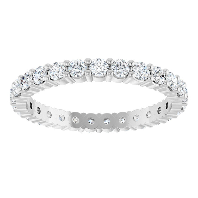 10K Gold Round Natural Diamond Shared-Prong Eternity Band – 2 mm Stones - White Gold - view 3