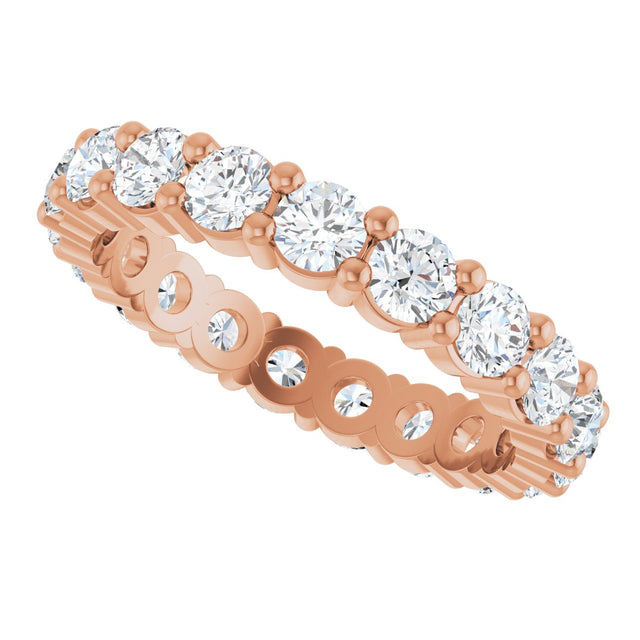 10K Gold Round Lab-Grown Diamond Shared-Prong Eternity Band – 3 mm Stones - Rose Gold - view 5