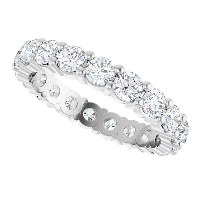 10K Gold Round Lab-Grown Diamond Shared-Prong Eternity Band – 3 mm Stones - White Gold - view 5