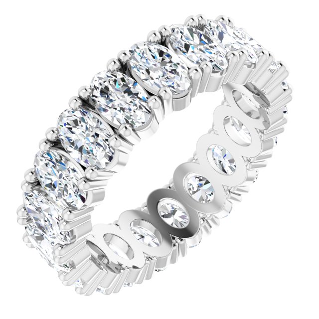 10K Gold Oval Natural Diamond Shared-Prong Eternity Band – 5x3 mm Stones - White Gold