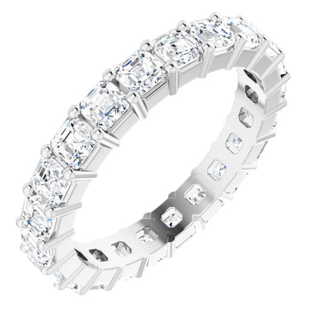 Platinum Asscher Lab-Grown Diamond Shared-Prong Eternity Band – 2.6x2.6 mm Stones