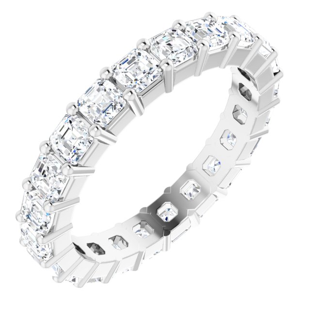Platinum Asscher Natural Diamond Shared-Prong Eternity Band – 2.6x2.6 mm Stones