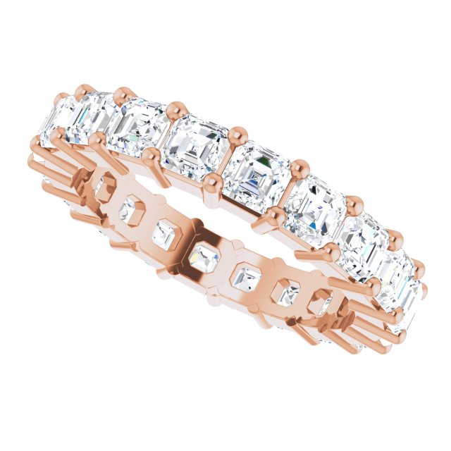 14K Gold Asscher Lab-Grown Diamond Shared-Prong Eternity Band – 3x3 mm Stones - Rose Gold - view 5
