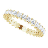 14K Gold Square Natural Diamond Shared-Prong Eternity Band – 2x2 mm Stones - Yellow Gold - view 5