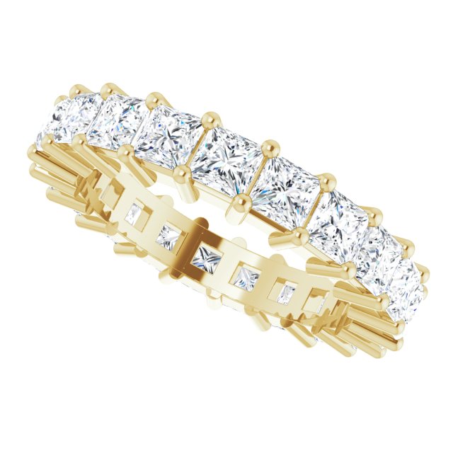 14K Gold Square Lab-Grown Diamond Shared-Prong Eternity Band – 3x3 mm Stones - Yellow Gold - view 5