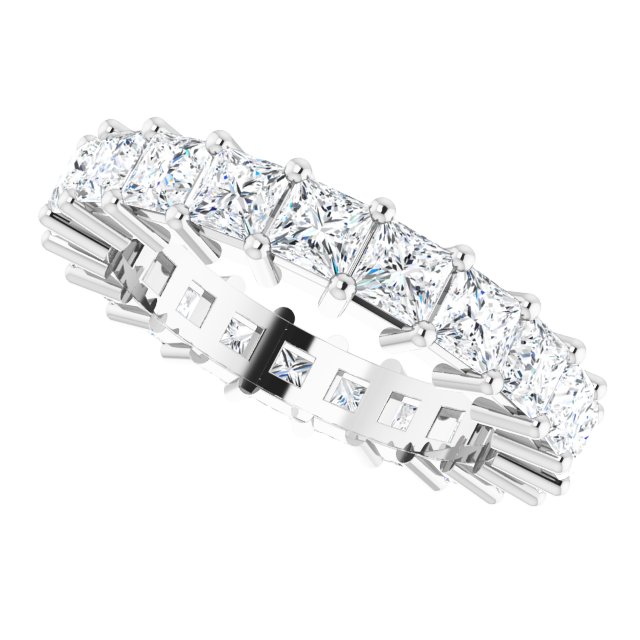 10K Gold Square Lab-Grown Diamond Shared-Prong Eternity Band – 3x3 mm Stones - White Gold - view 5